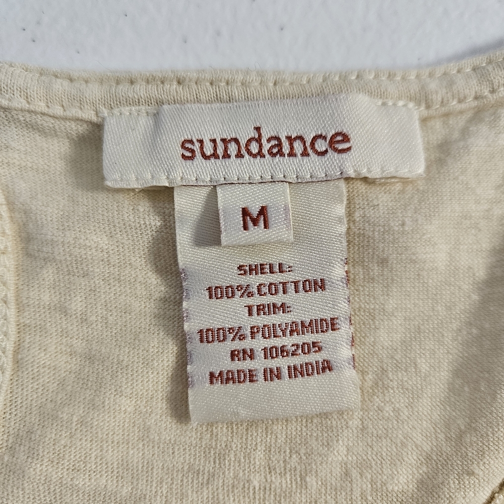 Sundance Cream Lace Women's Top Eyelet Patchwork Embroidery Size M - Picture 3 of 9